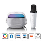 BLUETOOTH ΗΧΕΙΟ ΜΕ ΑΣΥΡΜΑΤΟ ΜΙΚΡΟΦΩΝΟ  RGB  ΦΩΤΙΣΜΟ ΚΑΙ ΛΕΙΤΟΥΡΓΙΑ KARAOKE LENCO BTC-020WH - Image 5