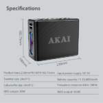 AKAI ABTSW-120 Αδιάβροχο Φορητό Ηχείο Bluetooth με 2 Ασύρματα Μικρόφωνα, TWS, 80W - Image 6